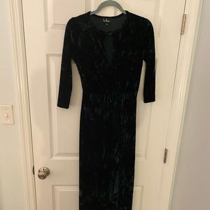 LULUS emerald green velvet full length dress size small